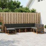 vidaXL Ensemble de canapés d'extérieur 9 Pièces Naturel et noir