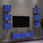 vidaXL Unités murales TV avec LED 8 Pièces gris béton bois d'ingénierie