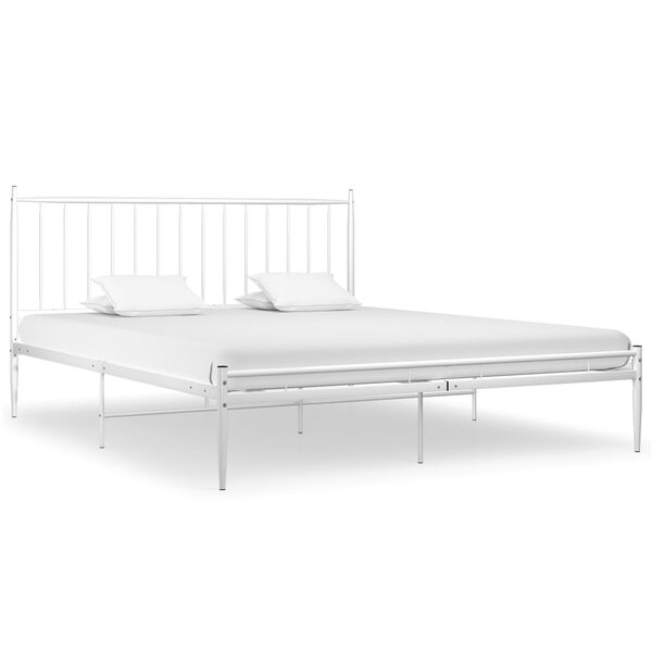 vidaXL Cadre de lit Blanc Métal 160 x 200 cm