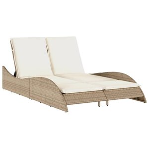 vidaXL Chaise longue avec coussins beige 114x205x73 cm résine tressée