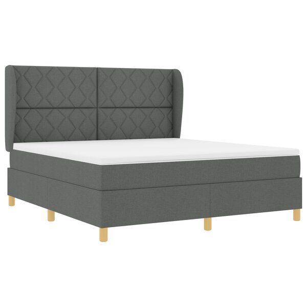 vidaXL Lit à box spring avec matelas - Gris foncé  180x200 cm  Tissu