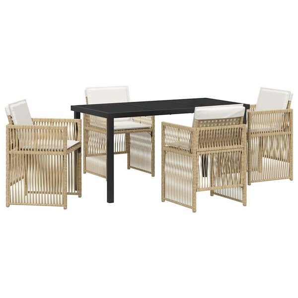 vidaXL Ensemble de salle à manger pour jardin 5 Pièces Beige