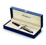 Waterman expert stylo plume laque noire  plume moyenne  cartouche encre bleue  coffret cadeau