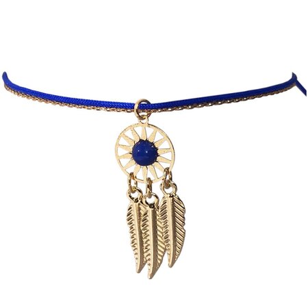 Bracelet fantaisie bleu foncé thème indien pour femme