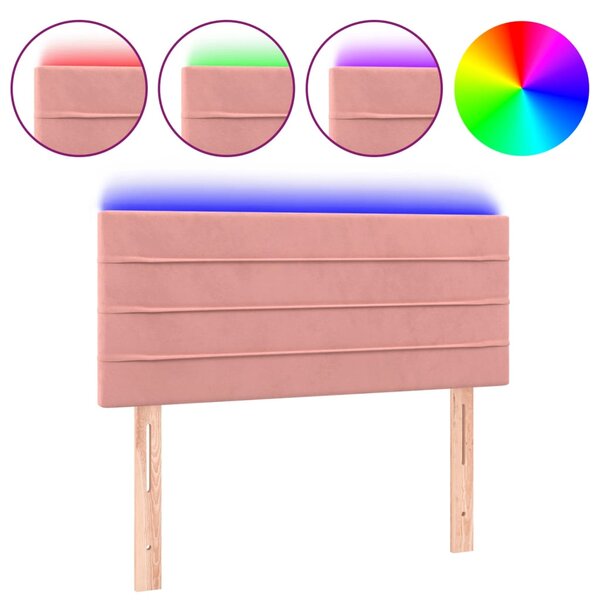 vidaXL Tête de lit à LED Rose 100x5x78/88 cm Velours