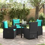 vidaXL Ensemble de salle à manger pour jardin 5 Pièces Noir Poly rotin