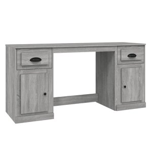 Bureau table poste de travail meuble d'ordinateur informatique étude avec armoire sonoma bois d'ingénierie gris 02_0023399