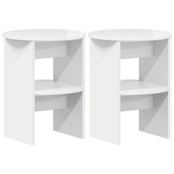 vidaXL Meuble d'appoint 2 pc Blanc Brillant Ø40 x 50 cm