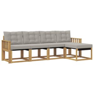 vidaXL Ensemble de canapés d'extérieur 5 Pièces Blanc et gris clair
