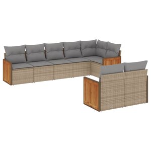 vidaXL Salon de jardin avec coussins 8 Pièces beige résine tressée