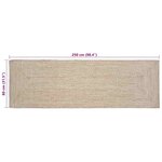 vidaXL Tapis de surface Rectangulaire Naturel et Blanc 80 x 250 cm