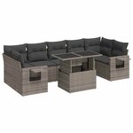 vidaXL Salon de jardin 8 Pièces avec coussins gris résine tressée