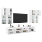 vidaXL Ensemble de meubles TV muraux 7 Pièces avec lumières LED blanc
