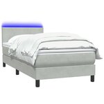 vidaXL Sommier à lattes de lit et matelas et LED gris clair 80x220 cm velours