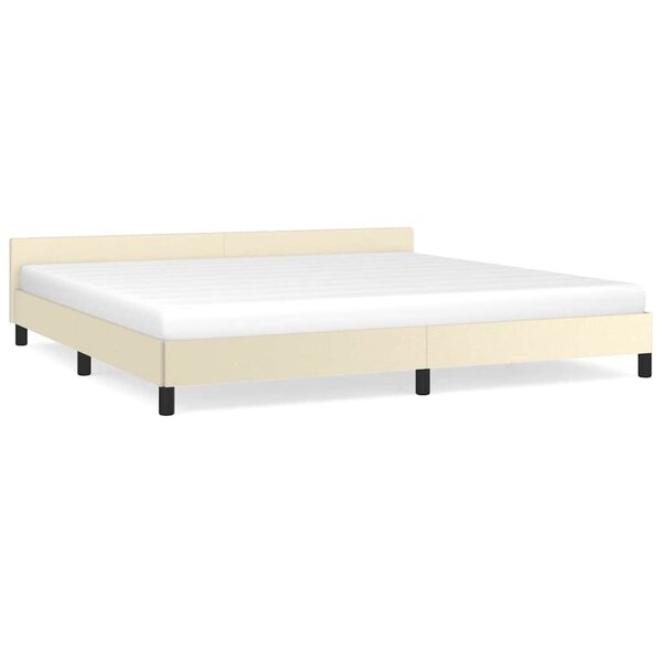 vidaXL Cadre de lit avec tête de lit sans matelas crème 200x200 cm