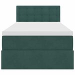vidaXL Lit de Rangement avec matelas Vert foncé 90 x 200 cm Velours
