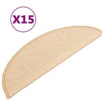 vidaXL Tapis d'escalier 15 pièces 56 x 17 x 3 cm Crème Demi-rond