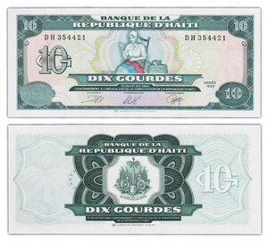 Billet de Collection 10 gourdes 1999 Haiti - Neuf - P256