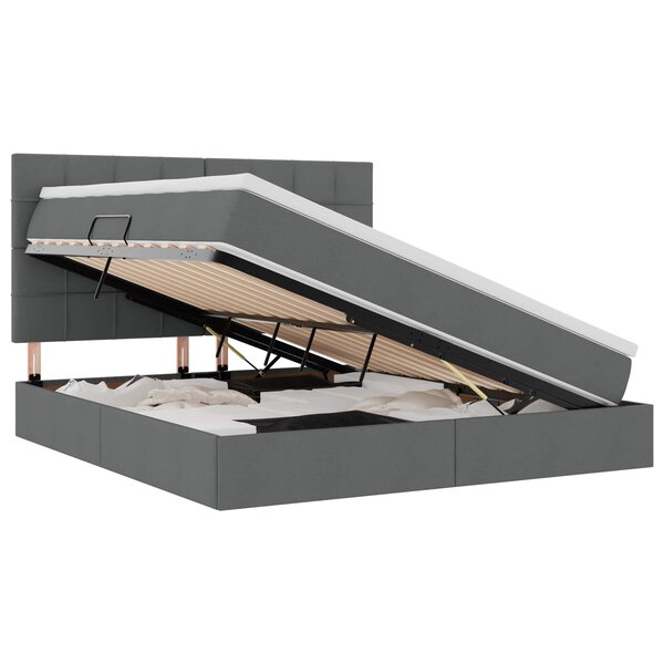 vidaXL Lit avec rangement et matelas Gris foncé 160 x 200 cm Polyester