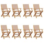 vidaXL Chaises de jardin pliantes lot de 8 taupe tissu et bois massif