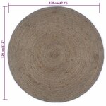 vidaXL Tapis fait à la main Jute Rond 120 cm Gris