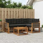 vidaXL Ensemble de canapés d'extérieur 5 pc Naturel et noir