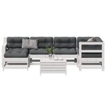 vidaXL Salon de jardin 7 Pièces avec coussins blanc bois de pin massif
