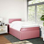 vidaXL Sommier à lattes de lit avec matelas Rose 120x200 cm Velours