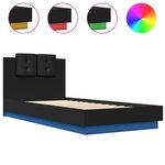 vidaXL Cadre de lit avec LED sans matelas noir 100x200 cm