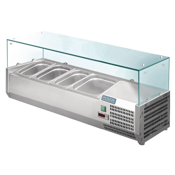 Saladette a poser 120cm à 200cm - bacs gn 1/3 - polar - r600a - 1200 mm3 x gn 1/3 + 1 x gn 1/2