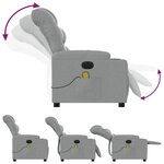 vidaXL Fauteuil de massage inclinable électrique gris clair tissu