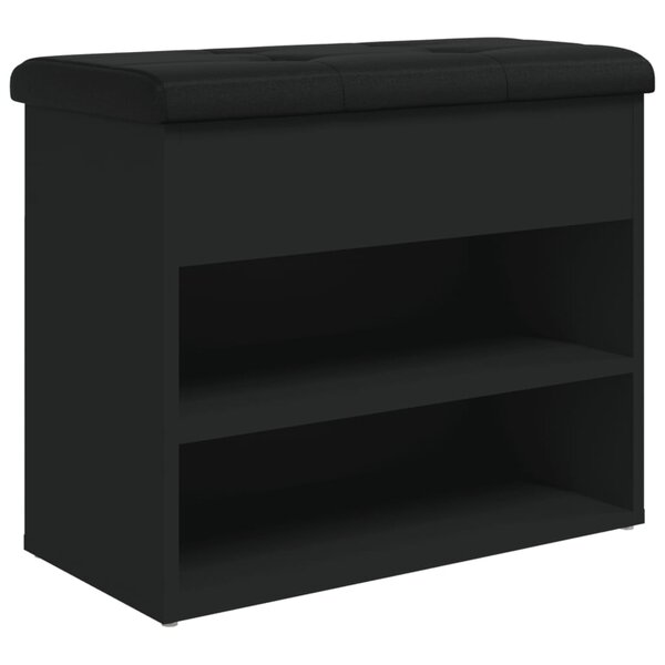 vidaXL Banc à chaussures noir 62x32x50 cm bois d'ingénierie