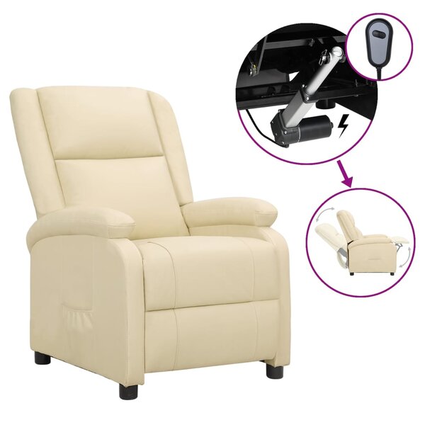 vidaXL Fauteuil inclinable électrique crème cuir véritable