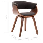 vidaXL Chaises à manger lot de 6 gris bois courbé et tissu