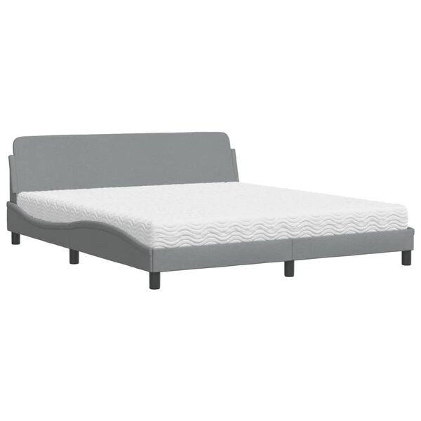 vidaXL Lit avec matelas gris clair 180x200 cm tissu