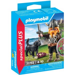 PLAYMOBIL 71755 - Viking avec son chien  bouclier  casque et armes