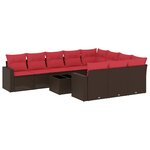vidaXL Salon de jardin et coussins 11 Pièces marron résine tressée