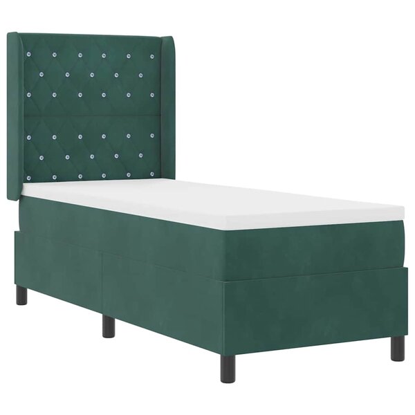vidaXL Lit à Ressorts avec Matelas LED Vert foncé 80 x 200 cm Velours