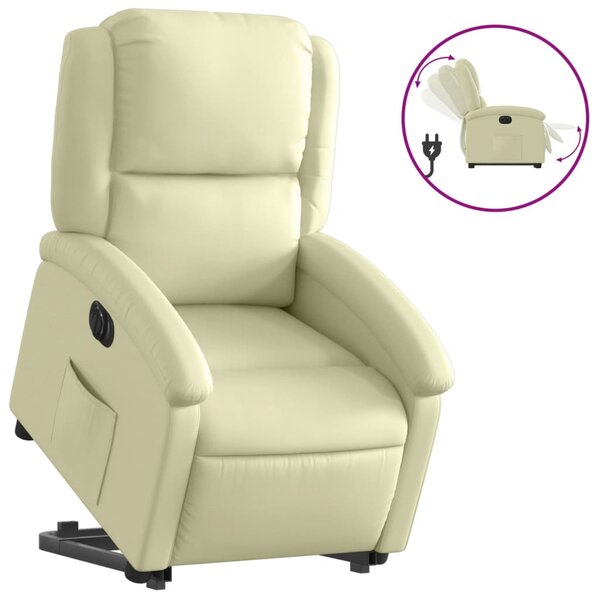 vidaXL Fauteuil inclinable électrique crème cuir véritable