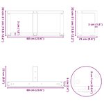vidaXL Pieds de table basse en T  2 pièces  anthracite  60 x 25 x (30-31) cm  acier