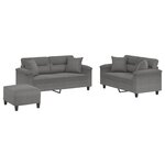 vidaXL Ensemble de canapés 3 Pièces coussins Gris foncé Tissu microfibre