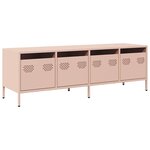 vidaXL Meuble TV rose 135x39x43 5 cm acier laminé à froid