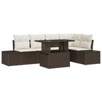 vidaXL Canapé de jardin 6 pièces avec coussins marron en rotin synthétique