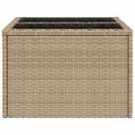 vidaXL Table de jardin dessus en verre beige 55x55x37cm résine tressée
