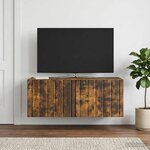 vidaXL Meuble TV mural 78 5 x 31 x 30 cm Chêne fumé Bois d'ingénierie