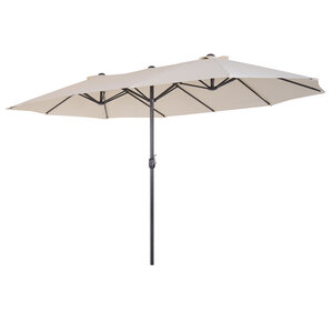 Parasol de jardin XXL parasol grande taille 4 6L x 2 7l x 2 4H m ouverture fermeture manivelle acier polyester haute densité crème