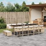 vidaXL Ensemble à manger de jardin et coussins 15 Pièces beige