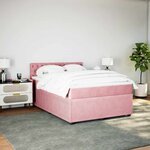vidaXL Sommier à lattes de lit avec matelas Rose 140x190 cm Velours