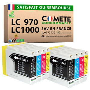 COMETE, Entreprise française - LC970 LC1000-8 Cartouches d'encre Compatibles avec Brother LC970 LC1000 - pour imprimantes Brother DCP135C DCP150C DCP153C DCP157C MFC235C MFC260C