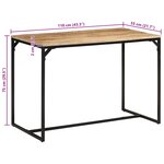 vidaXL Table à manger 110x55x75 cm bois de manguier massif brut